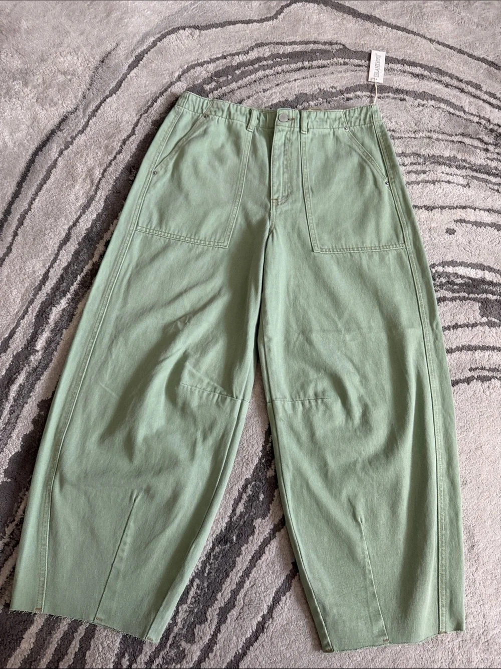Blank NYC Barrel Leg High Rise Jeans in Pistachio Tone
